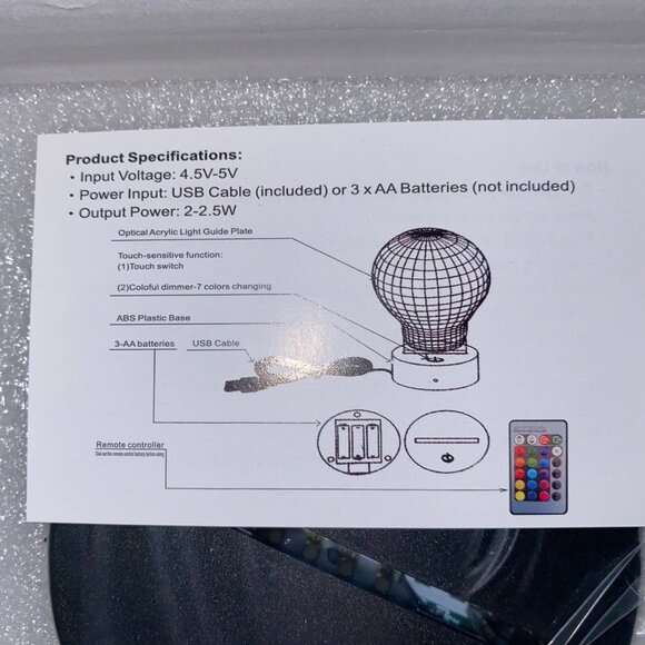 3D Illusion Star Wars Night Light With Remote Control Yoda Darth Vader Chewbacca - Picture 5 of 13